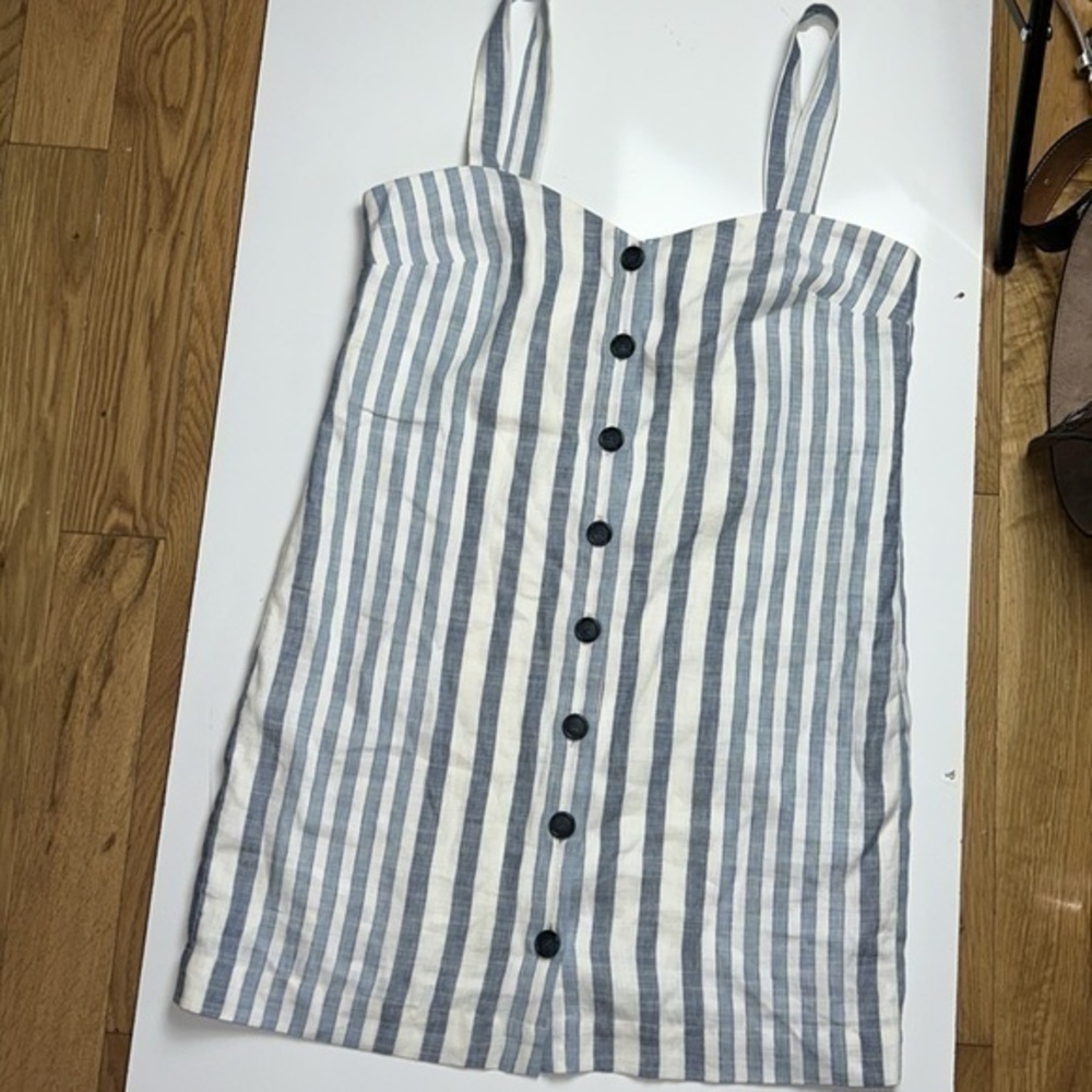 Lavender‎ Brown linen striped mini dress